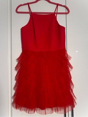 BCBG Maxazria red ruffle mini dress